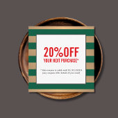 Faux Gold Green Stripes Beauté Salon Coupon