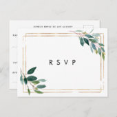 faux gold greenery bruiloft rsvp briefkaart (Voorkant / Achterkant)