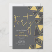 Faux Gold & Grey Invitation d'anniversaire (Devant)