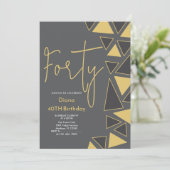 Faux Gold & Grey Invitation d'anniversaire (Debout devant)