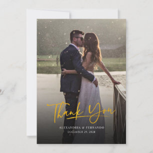 Faux Gold Hand-Lettered Script Wedding Bedankkaart