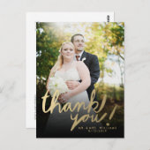 Faux Gold Hand Script Foto bedankt Briefkaart (Voorkant / Achterkant)