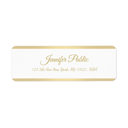 Faux Gold Hand Script Modern Elegant Sjabloon Etiket (Voorkant)