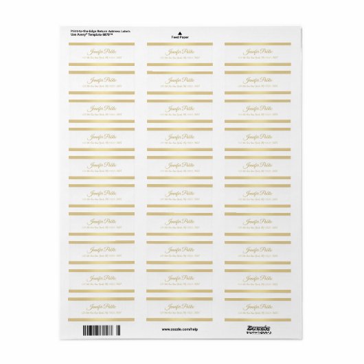 Faux Gold Hand Script Modern Elegant Sjabloon Etiket (Full Sheet)