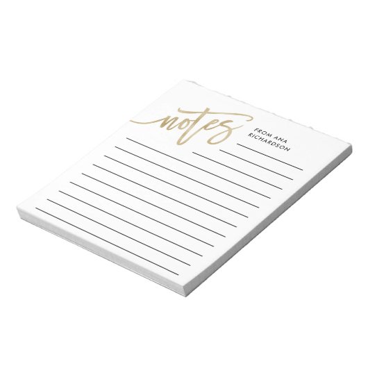 Faux Gold Handgeschreven script Notitieblok (Gedraaid)