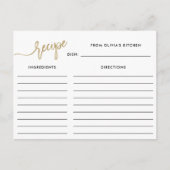 Faux Gold handgeschreven script | Recept Kaart (Voorkant)
