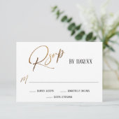 Faux Gold Handschrift Elegant RSVP Informatiekaartje (Staand voorkant)