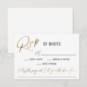 Faux Gold Handschrift Elegant RSVP Song Aanvraag Informatiekaartje (Voorkant / Achterkant)
