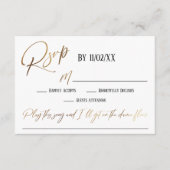 Faux Gold Handschrift Elegant RSVP Song Aanvraag Informatiekaartje (Voorkant)