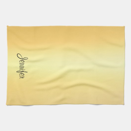Faux Gold Handwrite Name Sjabloon Modern Theedoek (Horizontaal)