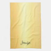 Faux Gold Handwrite Name Sjabloon Modern Theedoek (Verticaal)