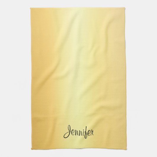 Faux Gold Handwrite Name Sjabloon Modern Theedoek (Verticaal)
