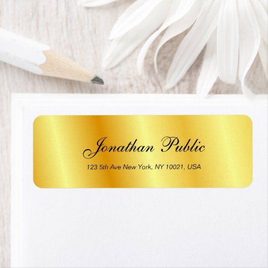 Faux Gold Handwrited Script Moderne Sjabloon Etiket (Insitu)