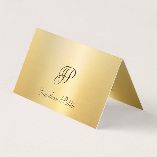 Faux Gold Handwrited Script Monogramed Visitekaartjes (Voorkant)