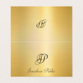 Faux Gold Handwrited Script Monogramed Visitekaartjes (Buitenkant ongevouwen)