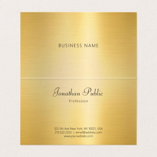 Faux Gold Handwrited Script Monogramed Visitekaartjes (Binnenkant ongevouwen)