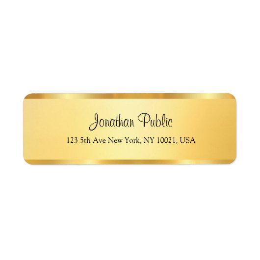 Faux Gold Handwrited Script Persoonlijke Sjabloon Etiket (Voorkant)