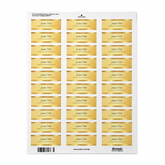 Faux Gold Handwrited Script Persoonlijke Sjabloon Etiket (Full Sheet)