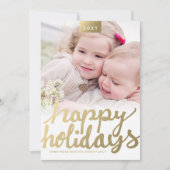 Faux Gold Happy Holidays Photo Carte photo moderne (Devant)