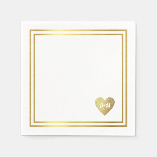 faux gold hart van de liefde voor initialen monogr servet (Voorkant)