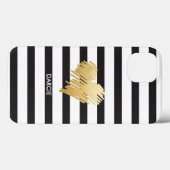 Faux Gold Heart Black White Striped Personated Case-Mate iPhone Case (Achterkant (horizontaal))