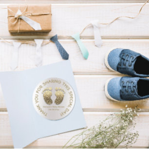 Faux Gold Heart Feet Baby shower Favor Hartelijk d Ronde Sticker