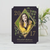 Faux Gold Ivy League Afstudeerder Fotouitnodiging Kaart (Staand voorkant)