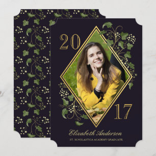 Faux Gold Ivy League Grad Photo Invitation II