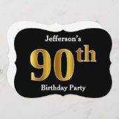 Faux Gold Kijk 90th Birthday Party + aangepaste na Kaart (Voorkant / Achterkant)