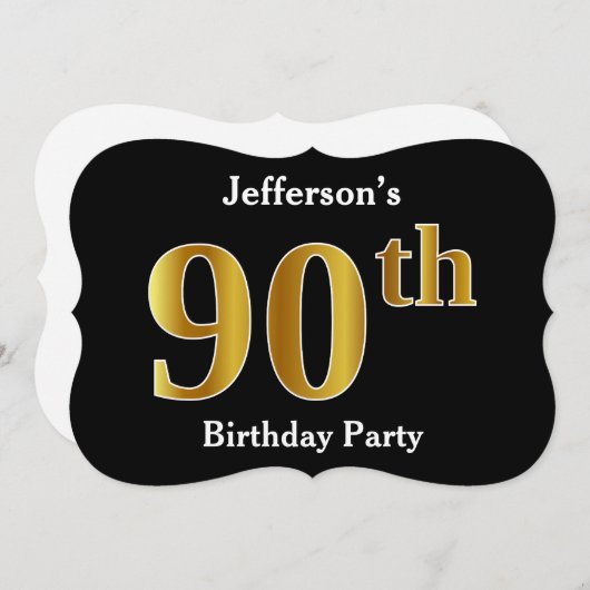 Faux Gold Kijk 90th Birthday Party + aangepaste na Kaart (Voorkant / Achterkant)