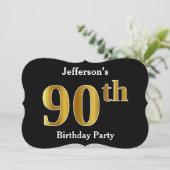 Faux Gold Kijk 90th Birthday Party + aangepaste na Kaart (Staand voorkant)