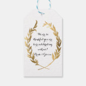 Faux Gold Labels Laurel Olive Wreatf Wedding Cadeaulabel (Achterkant)