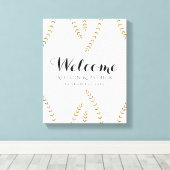 Faux Gold Leaf Bruiloft Welkomstbord Canvas Afdruk (Insitu (Houten vloer))