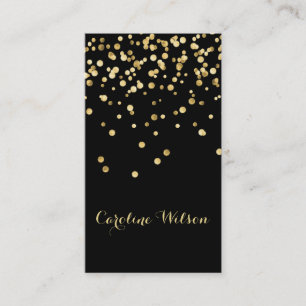 Faux Gold Leaf confetti stippen op zwart Visitekaartje