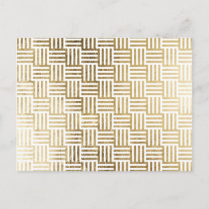 Faux Gold Leaf Striped Check Pattern Briefkaart