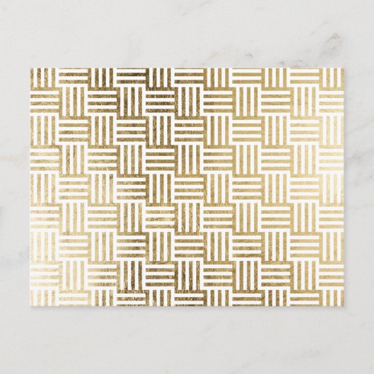 Faux Gold Leaf Striped Check Pattern Briefkaart (Voorkant)