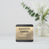 Faux Gold Leather / Black Leather Trim Vierkante Visitekaartje (Staand voorkant)