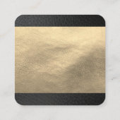 Faux Gold Leather / Black Leather Trim Vierkante Visitekaartje (Achterkant)