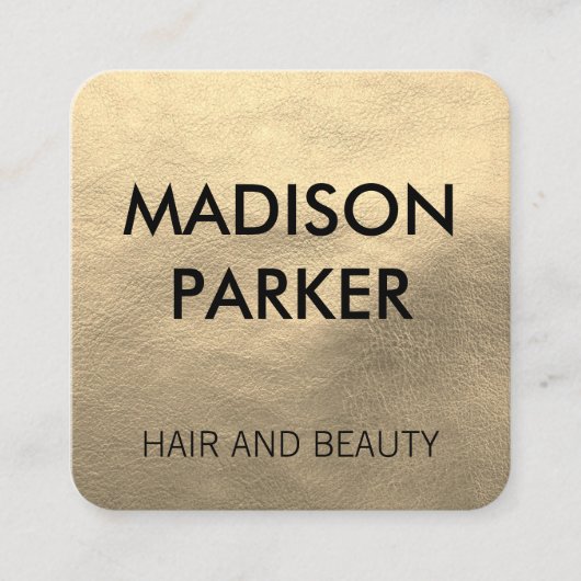 Faux Gold Leather Vierkante Visitekaartje (Voorkant)