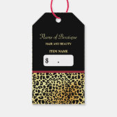 FAUX Gold Leopard Print Vrouw Haar Boutique Cadeaulabel (Achterkant)