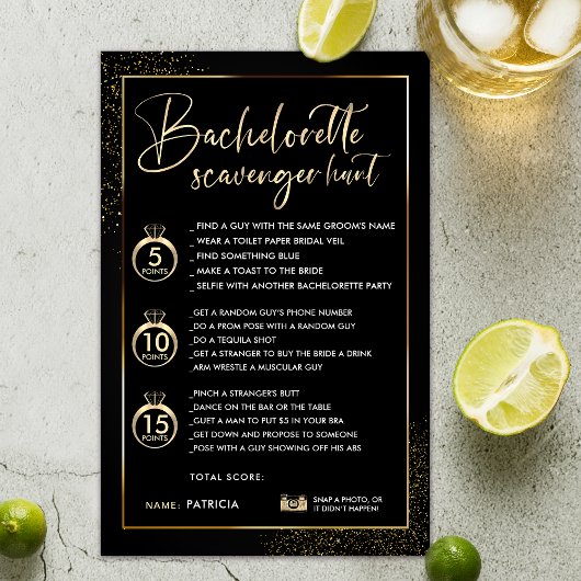 Faux Gold Lijst Bachelorette Scavenger Hunt Spel