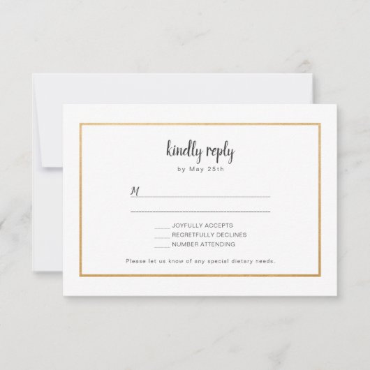 Faux Gold lijst bruiloft RSVP-respons RSVP Kaartje (Voorkant)