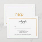 Faux Gold lijst bruiloft RSVP-respons RSVP Kaartje (Voorkant / Achterkant)