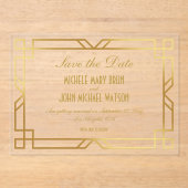 Faux Gold Lijst Classy Elegant Bewaar de datum Acryl Uitnodigingen (Voorkant)