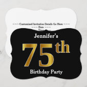 Faux Gold Look 75e verjaardagsfeestje + aangepaste Kaart (Voorkant / Achterkant)