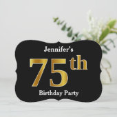 Faux Gold Look 75e verjaardagsfeestje + aangepaste Kaart (Staand voorkant)
