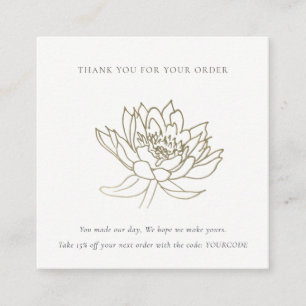 FAUX GOLD LOTUS FLORAL LOGO TOONT U DANK VIERKANTE VISITEKAARTJE