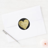 faux gold love hart with koppels initiaal & name ronde sticker (Envelop)