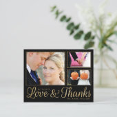 Faux Gold Love Thanks Mariage 3 Photo Carte postal (Debout devant)
