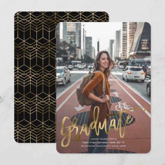 Faux Gold, Lycée, Moderne, Cartes de Diplôme (Devant / Derrière)